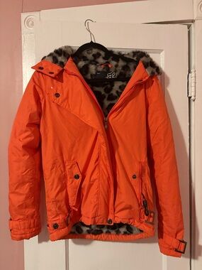 Fox Racing Women's Cocoa Jacket Orange Cheetah Fur Lined S